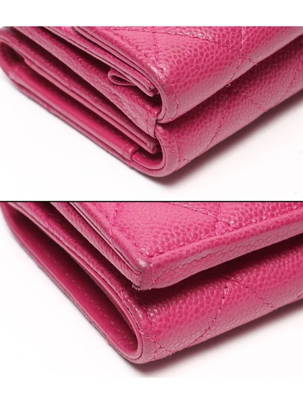 Chanel Trifold Wallet Gold Caviar Leather Quilted